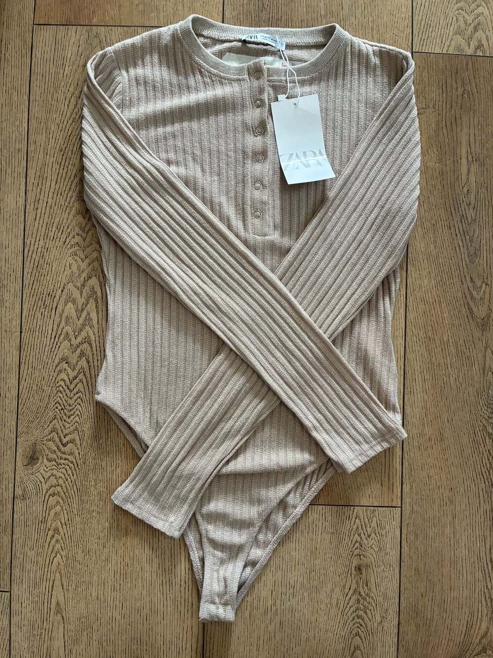 Zara Ribbed Knit Henley Bodysuit-Size M-NWT